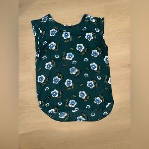Ann Taylor Green and Blue Floral Blouse
